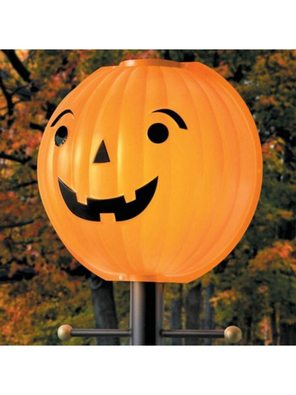 Festive Pumpkin Jack O'Lantern Lamppost Cover - Fall Harvest Thanksgiving Decor